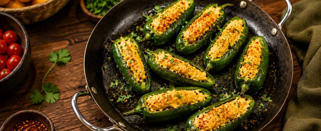 Vegan Jalapeño Poppers with Creamy Sweet Potato Filling