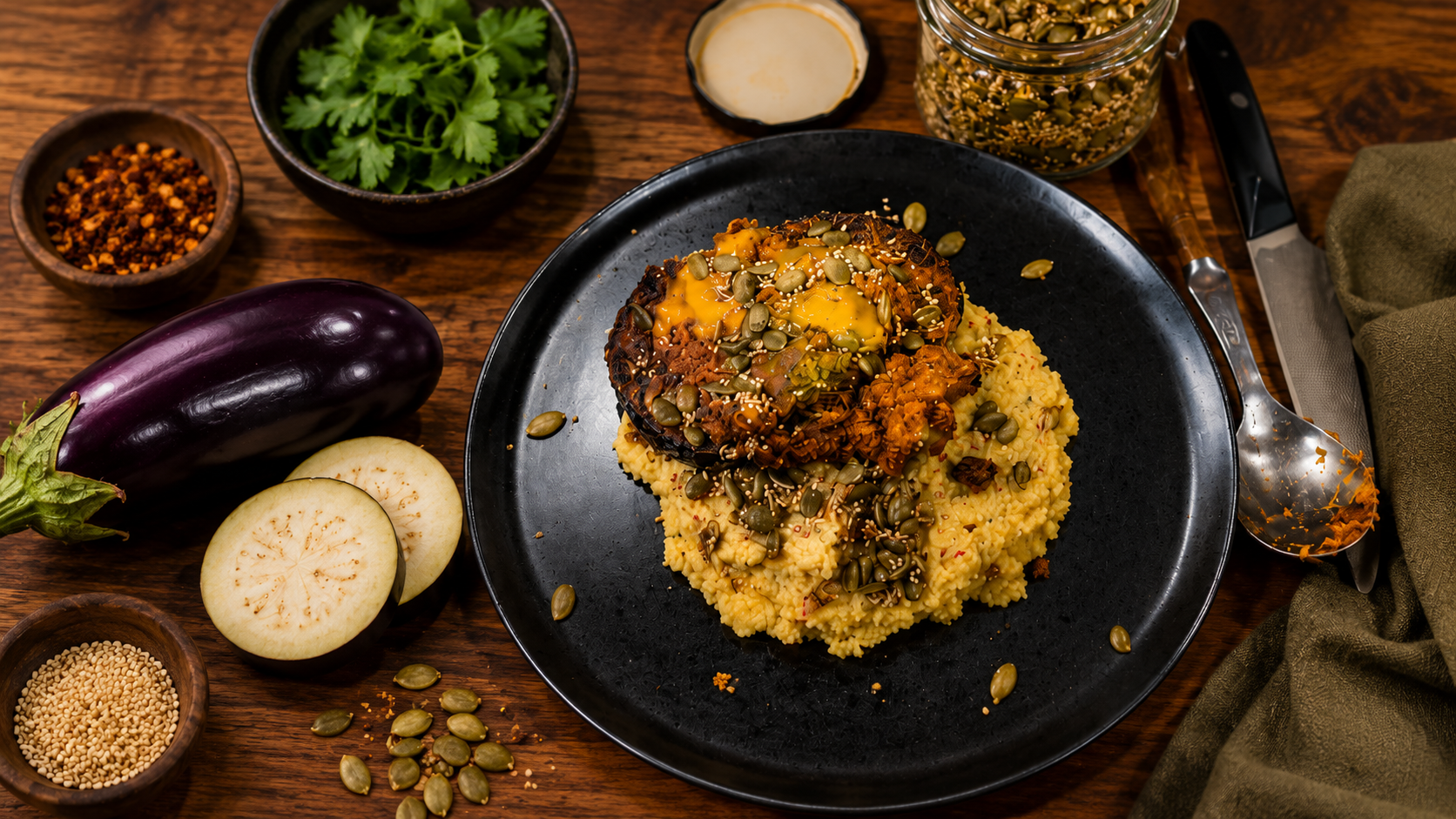 Miso Glazed Eggplant Recipe | Crispy Vegan Dinner with Polenta