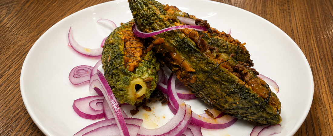 Stuffed Bitter Gourd with Spiced TVP