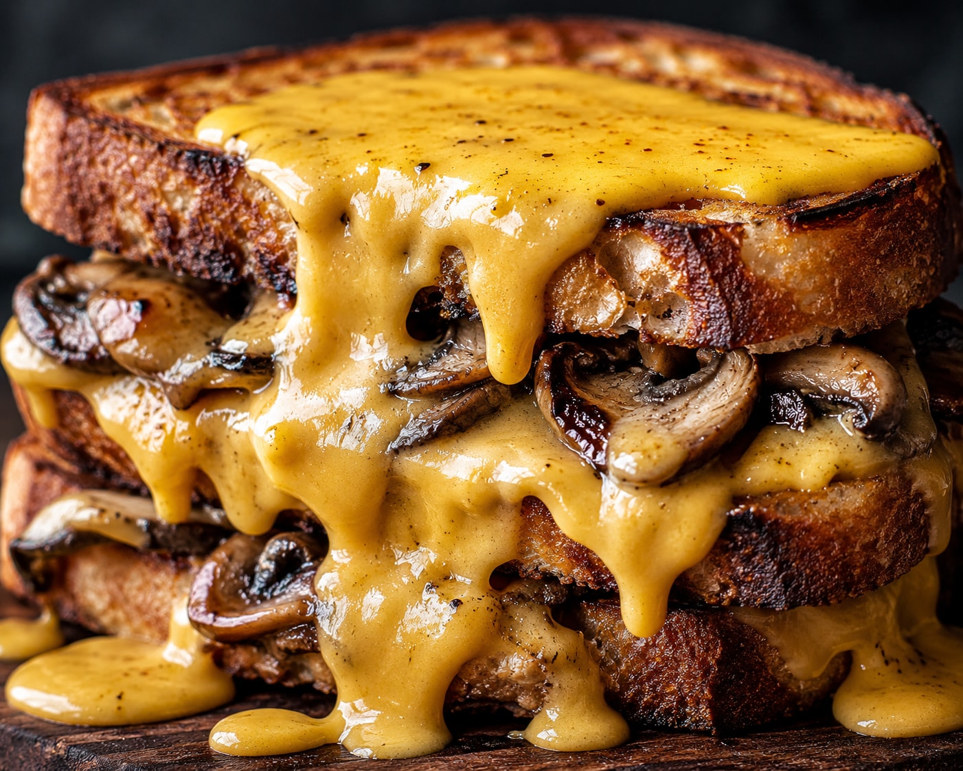 Cheesy Vegan Mushroom Sandwich with Caramelized Onions