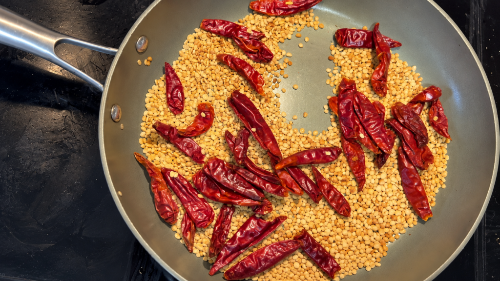 Roasted Chana Dal Dry Chutney Recipe with Red Chilies and Sesame Seeds